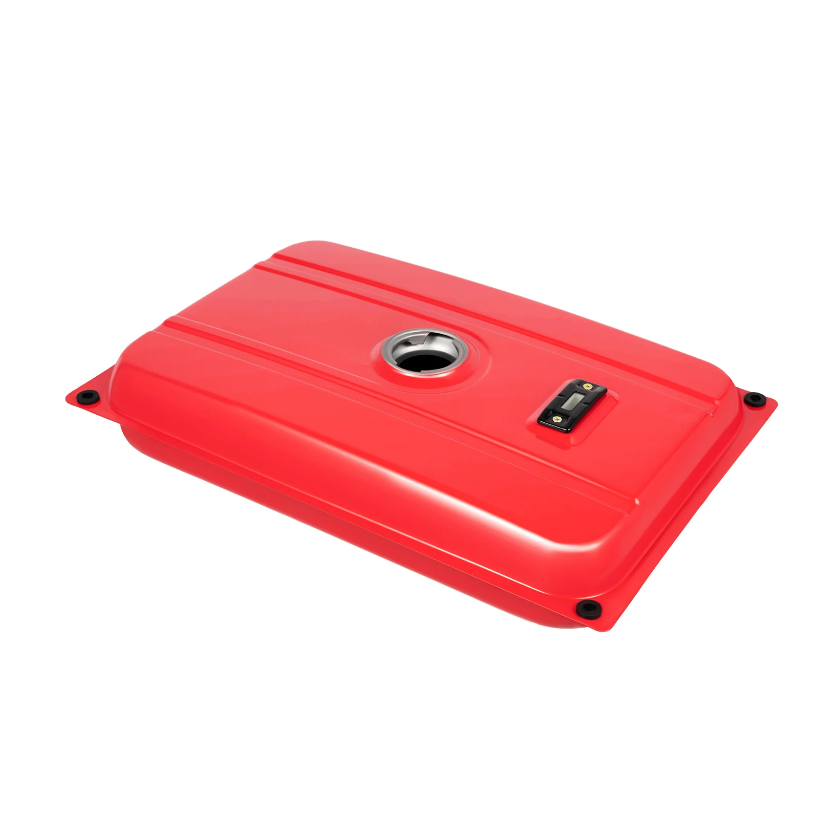 15L Universal Generator Fuel Tank, Red Iron Baked Paint Replacement Gas Tank with Fuel Gauge Filter Petcock Valve for Most Generators