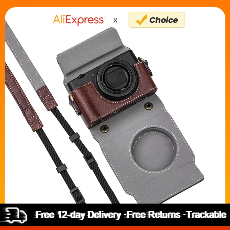 Digital Camera Protective Case PU Leather Camera Storage Bag with Removable Shoulder Strap Compatible with Sony ZV1