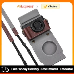 Digital Camera Protective Case PU Leather Camera Storage Bag with Removable Shoulder Strap Compatible with Sony ZV1