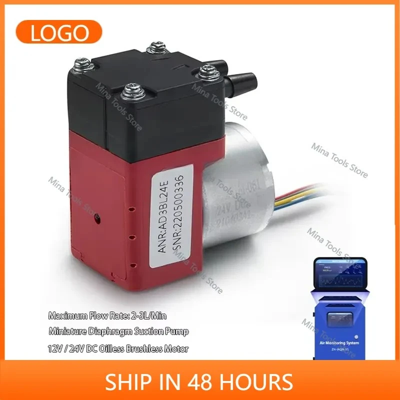 Air Environmental Monitoring System Equipment Use Micro Suction Pump Portable Electric Mini 24V Air Diaphragm Vacuum Pump