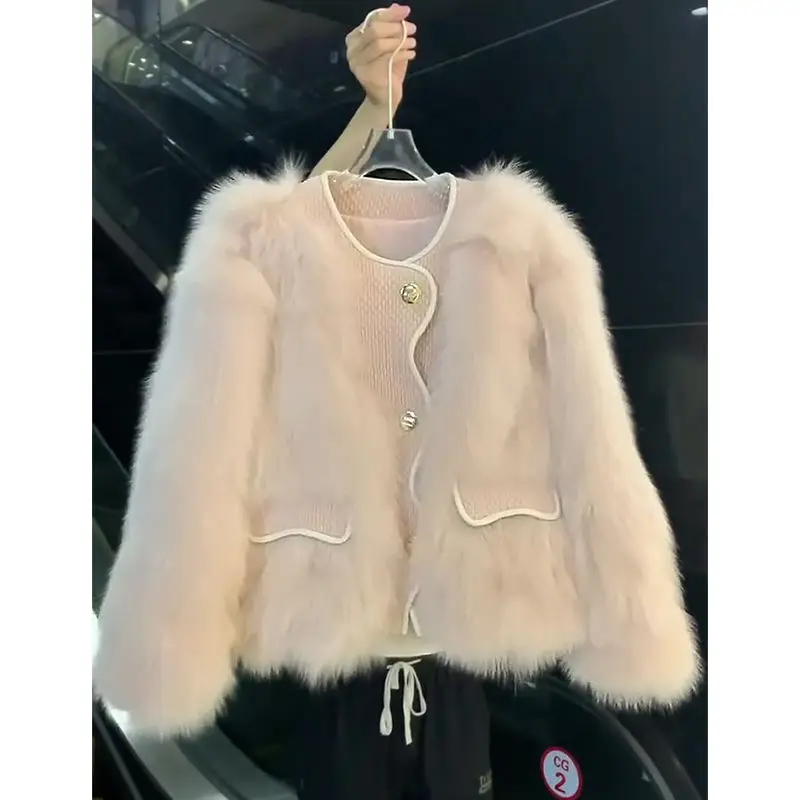 Women's Fall Winter Tops Coat Little Xiangfeng Fur Outerwear Design Luxury Brand Simple Fashion Comfortable Loose Eco-friendly