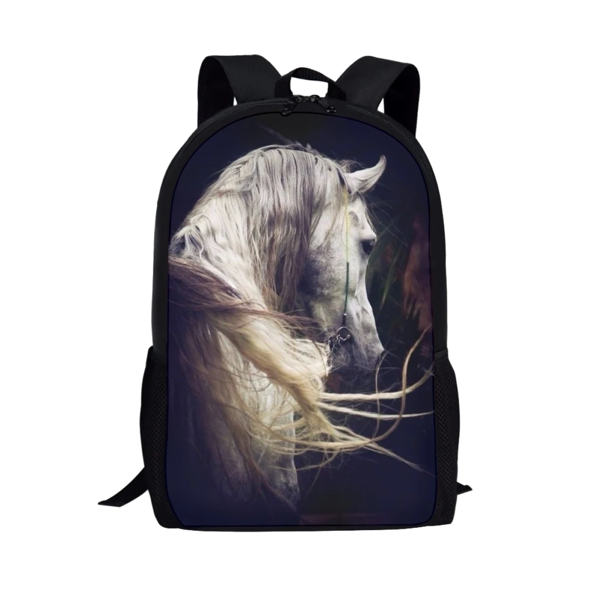 

White Horse 3D Print Backpack Student Trendy Hot Sales School Bag Boys Girls Bookbag Animal Travel Bags for Teenagers Knapsack