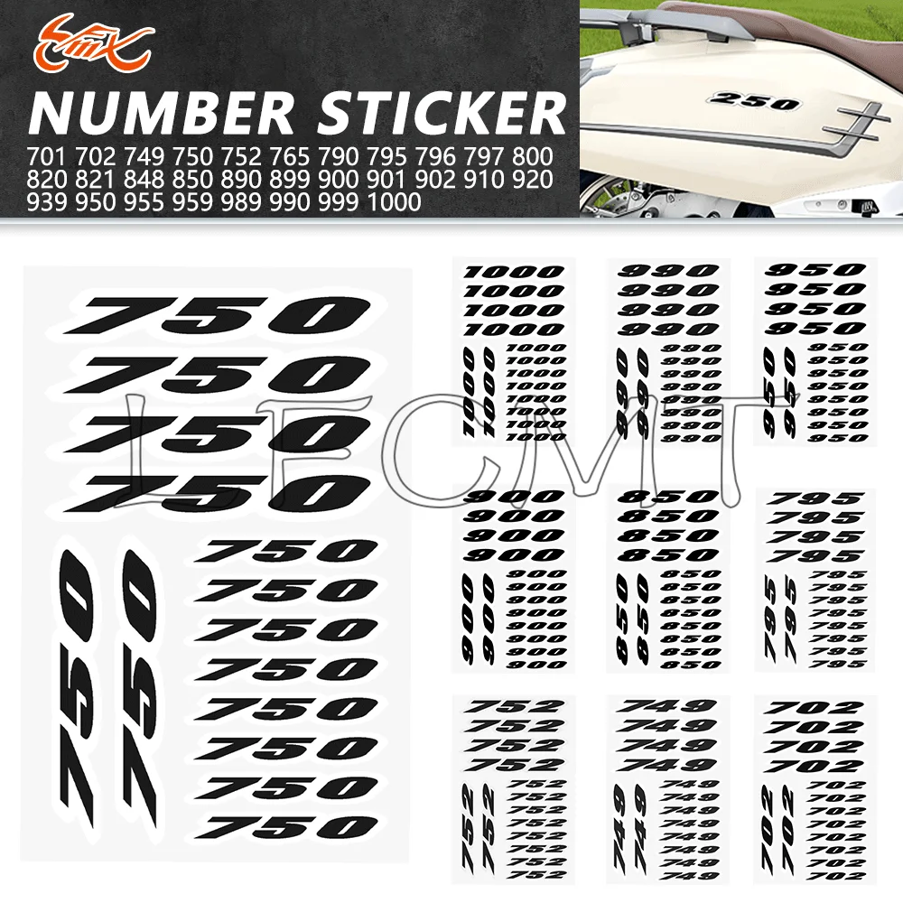 

Motorcycle Black Number Sticker 701 to 1000 Fairings Tank Side Decor Decals Fit for Benelli Aprilia Kawasaki Suzuki Honda Yamaha