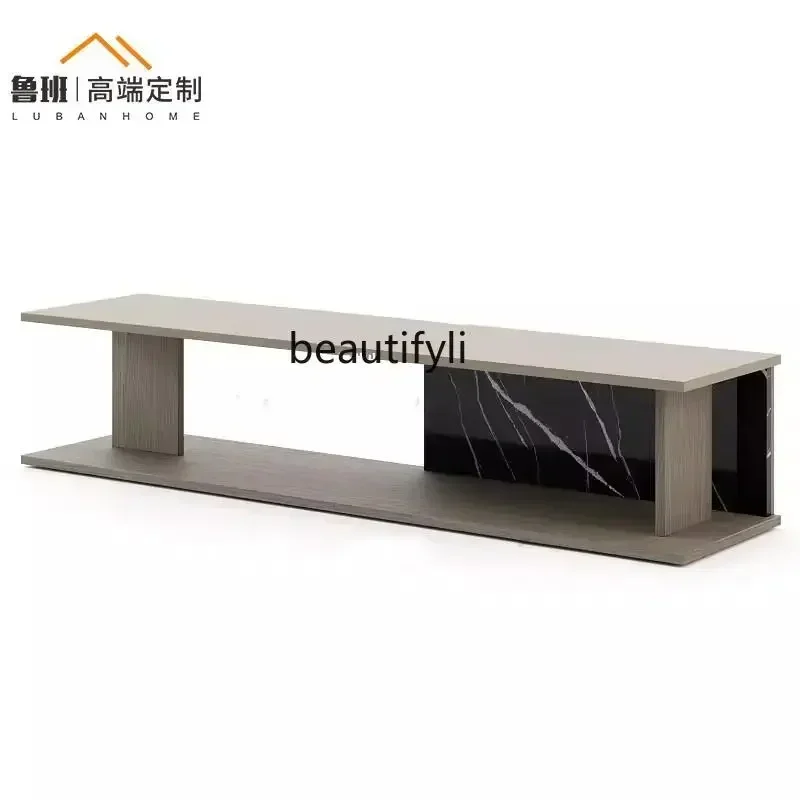 

CC Italian minimalist solid wood marble TV cabinet designer large flat audio-visual cabinet53