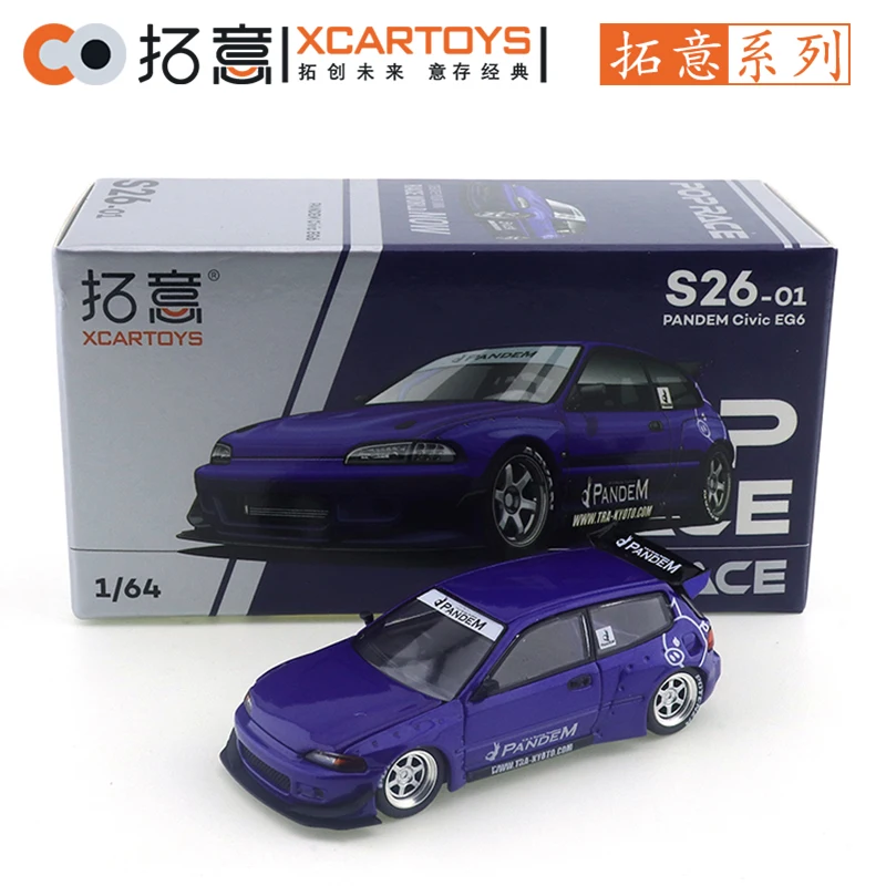 XCARTOYS POP RACE 1/64 PANDEM Civic EG6-Metallic Blue Cars Legering Motorvoertuig Diecast Metaal Model Kinderen Kerstcadeau Speelgoed voor Jongens