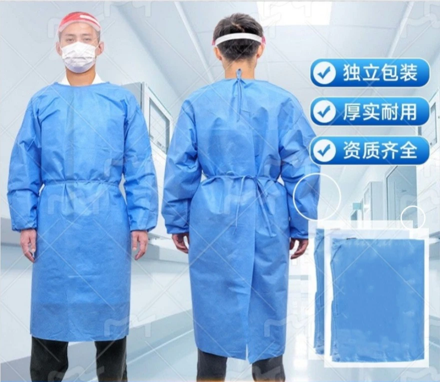 Disposable SMS Non-Woven Isolation Gown XL 120x140cm Splash Proof Protective Workwear