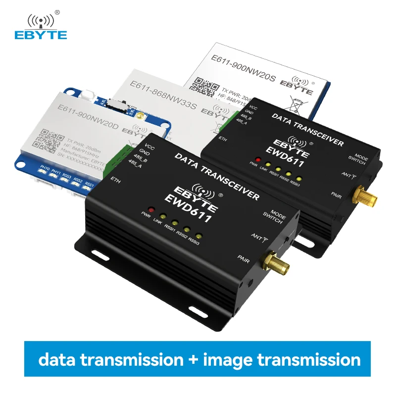 868/915MHz Data Transmission Image Transmission Radio Module Full Duplex 1KM Star Networking CDEBYTE E611 Series 16Mbps Rate