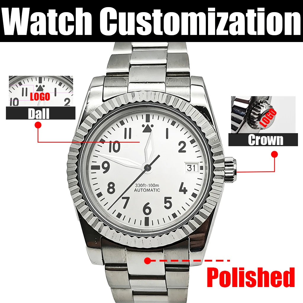 RICHUS Diy Watch Custom Logo NH35 Fashion Waterproof Watch 39mm Case Sapphire Glass Fit NH35 NH36 Sports Watch