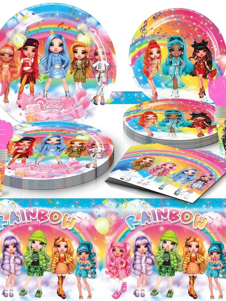 Cartoon Regenbogen High School Mädchen Geburtstagsparty Dekoration Hintergrund Regenbogen-Puppe Mode Campus Ballon Tischdeko Kinderzimmer Spielzeug