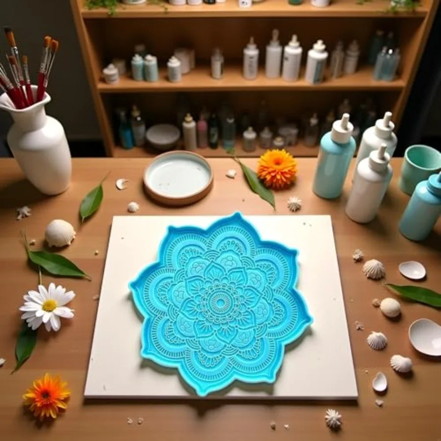 Blue Epoxy Resin Silicone Molds - Epoxy Resin Mold Flower Tray Cup Mat Casting Silicone Mould DIY Crafts Home Decoration Making view 2