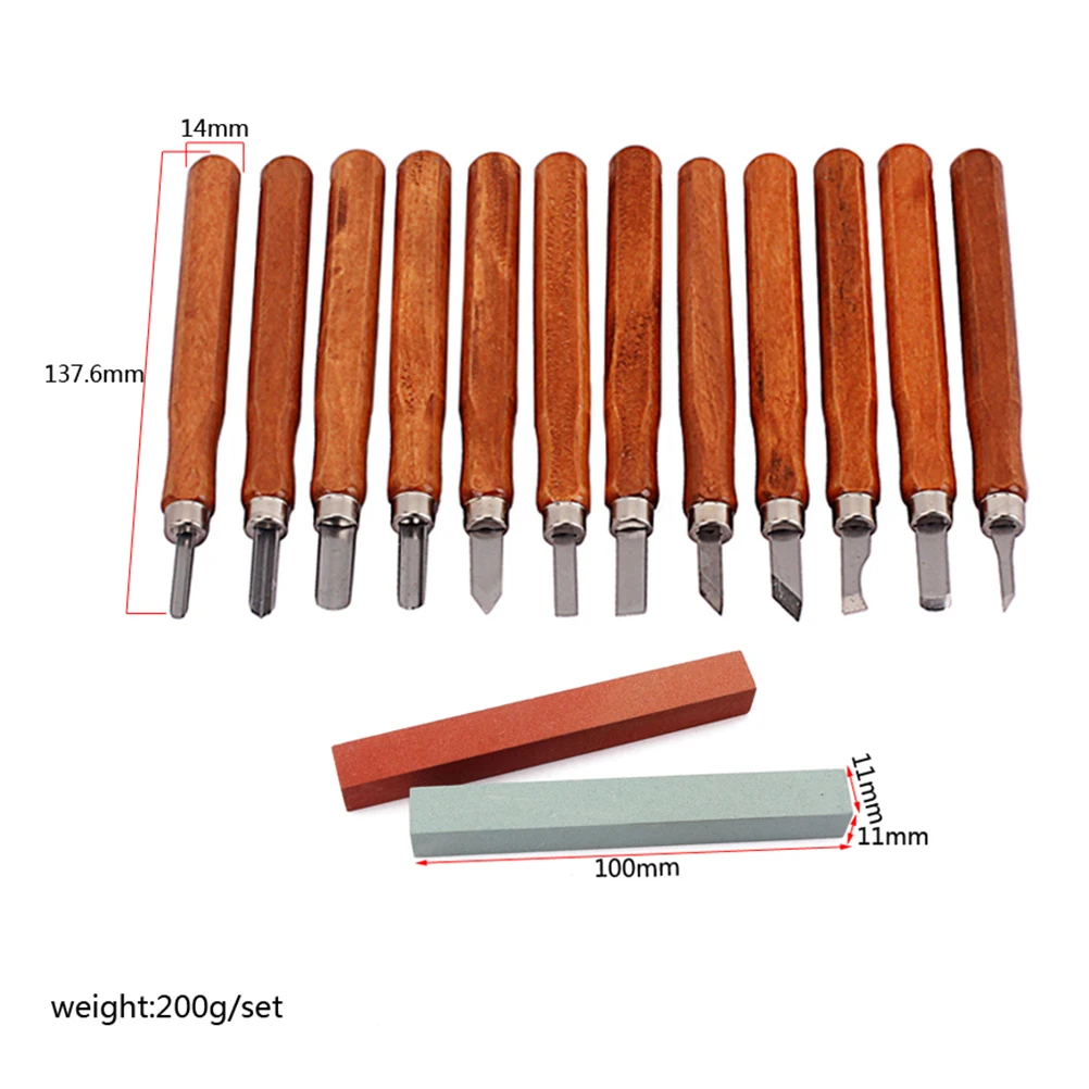

12 Pcs Fix Tool Knife Grinding Stone Set Wooden Handle File Brown Guitar Polish