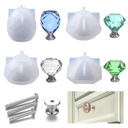 Drawer Handle Silicone Mold Diamond Dresser Crystal Pull Knobs Epoxy Resin Mold for Dresser Drawer Kitchen Bathroom Cabinet