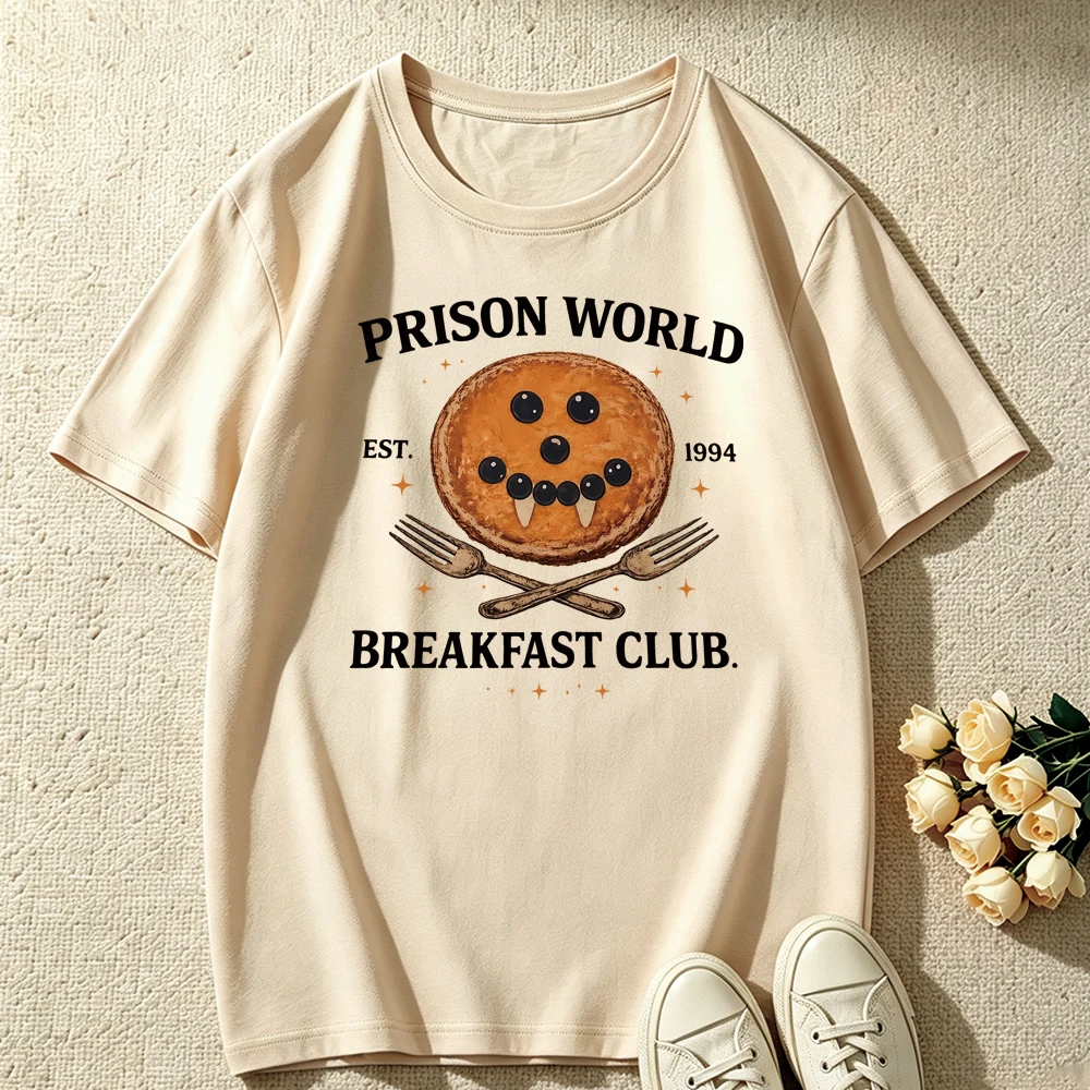 Prison World Breakfast Club T-shirt Funny Pancake Graphic Tshirt Vampire Diaries Inspired Shirt Unisex Long Sleeve Tops Fan Gift