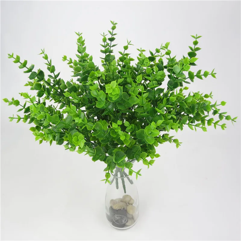 Planta Artificial de helecho para decoración de pared, hierba falsa de plástico, hoja verde, para el hogar Decoración de mesa, 3 piezas