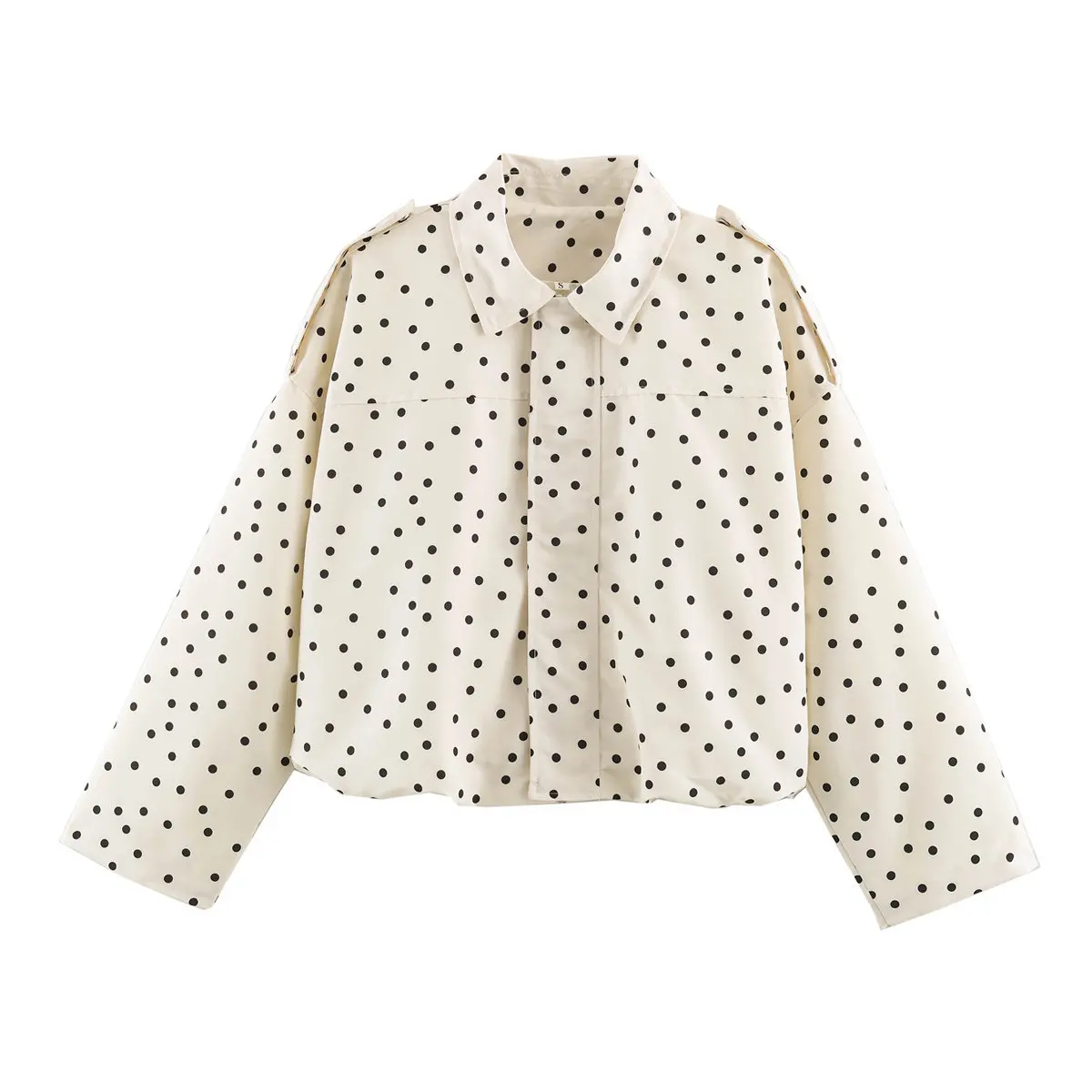 Fashionable Polka Dot Loose Coat Women's Autumn New Arrival Elegant Versatile Design Standard Fit Polyester Long Sleeve Coat