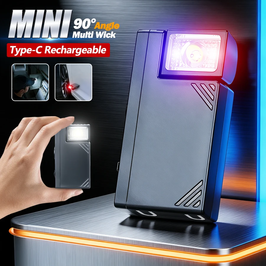 Powerful Mini COB LED Keychain Flashlight USB C Rechargeable Hanging Work Light Waterproof Keyring Camping Walking Pocket Lamp