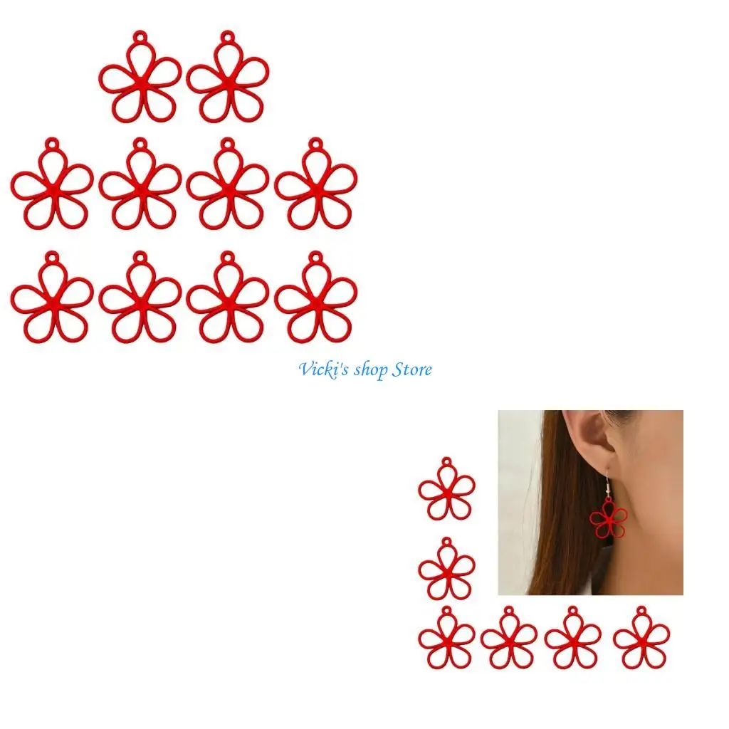 

10 шт., полые цветочные подвески с открытой рамкой, подвески в рамке, милые висячие подвески для женщин, ожерелье «сделай сам»,