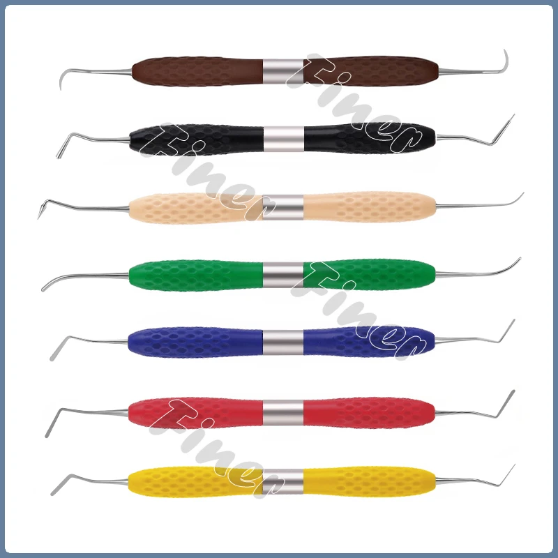 1PC Dental Resin Spatula Double-Ended Stainless Steel Composite Filling Tool with Silicone Handle for Dental Procedures