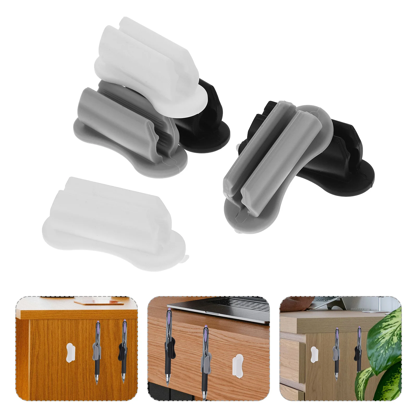 

6Pcs Silicone Self Adhesive Pen Holder Desk Wall Mount Pencil Marker Organizer Classroom Accessories Kids Desk Organizer