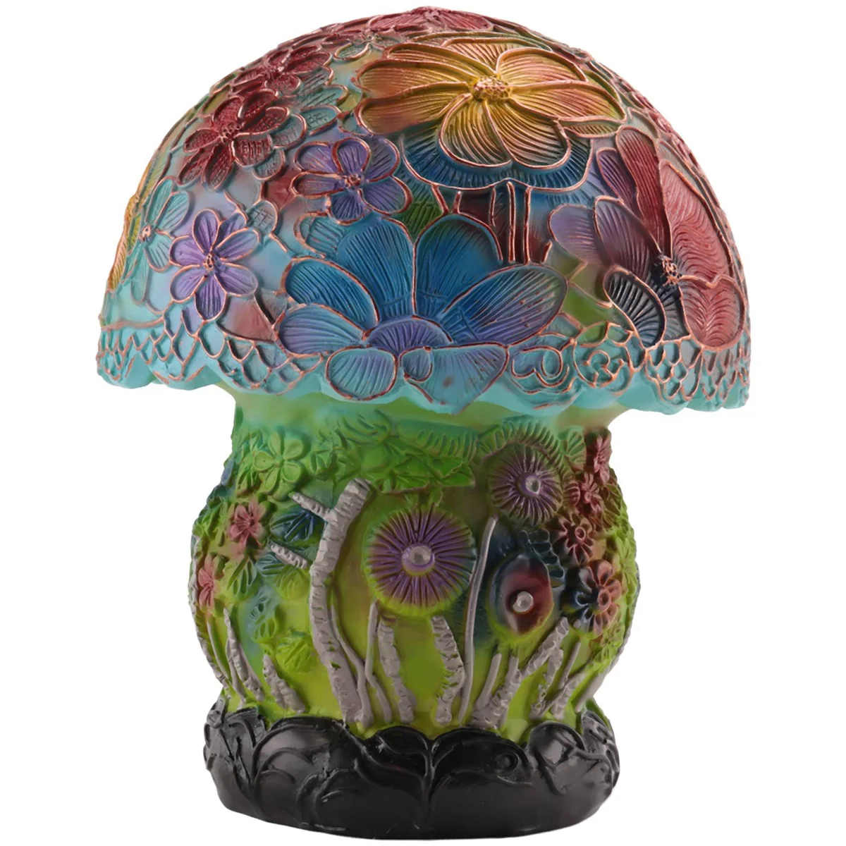 

Creative Stained Glass Mushroom Table Lamp Vintage Animal Plant Series Shaped Resin Bedroom Decora Household,D