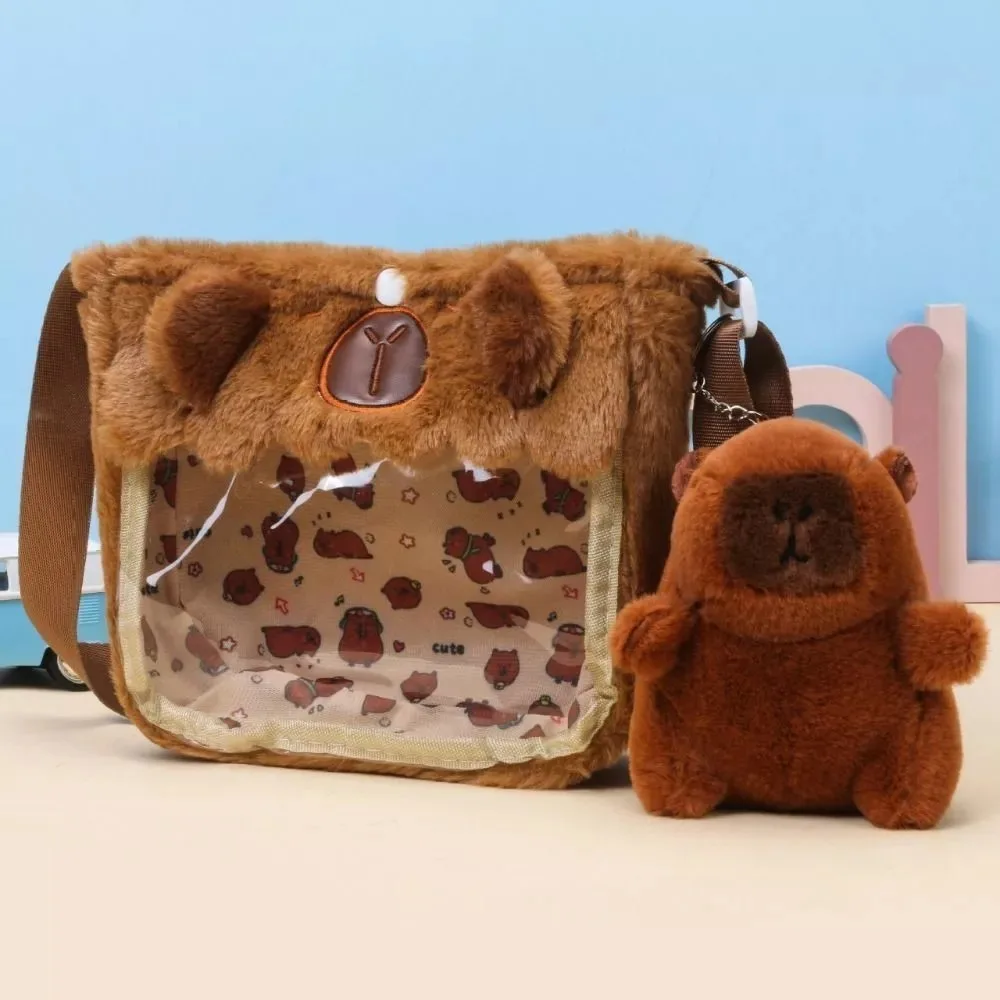 Bolsa de ombro capivara mochila de pelúcia animais estudantes saco escolar grande capacidade casal dos desenhos animados sacos bonito boneca sacola