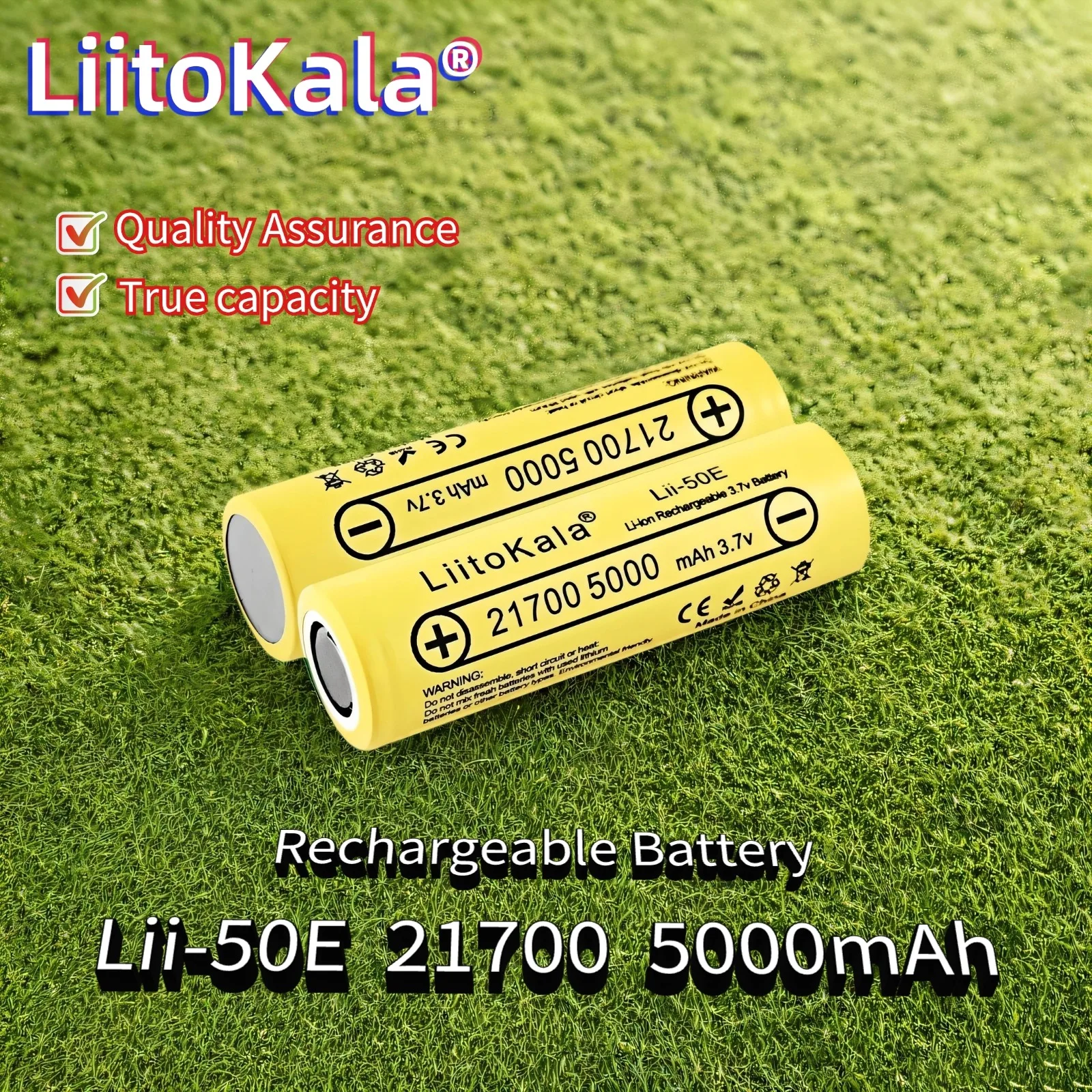 LiitoKala Lii-50E 21700 5000mAh  Rechargeable Lithium Battery 3.7V 5C Discharge High Power Batteries for High-power Appliances