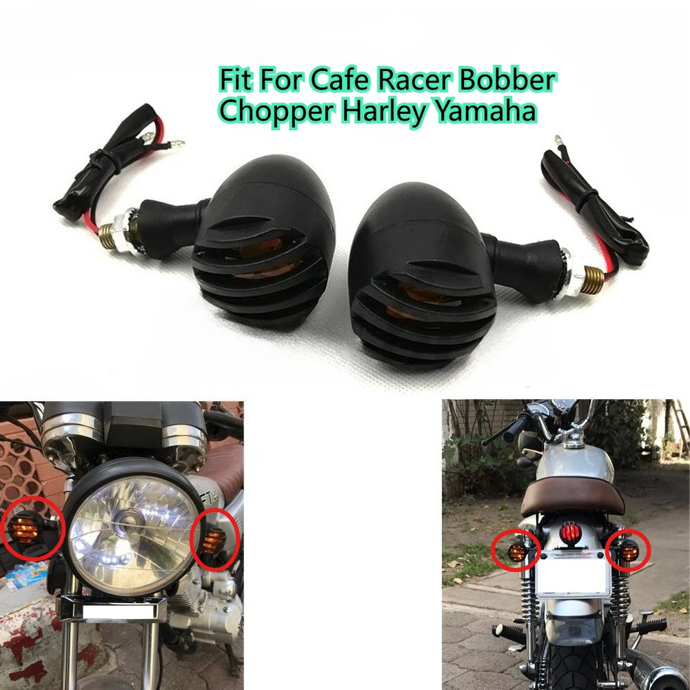 Motorcycle Metal Turn Signal DRL Brake Light Bullet Black Grid Retro Fit For Cafe Racer Bobber Chopper Harley Yamaha