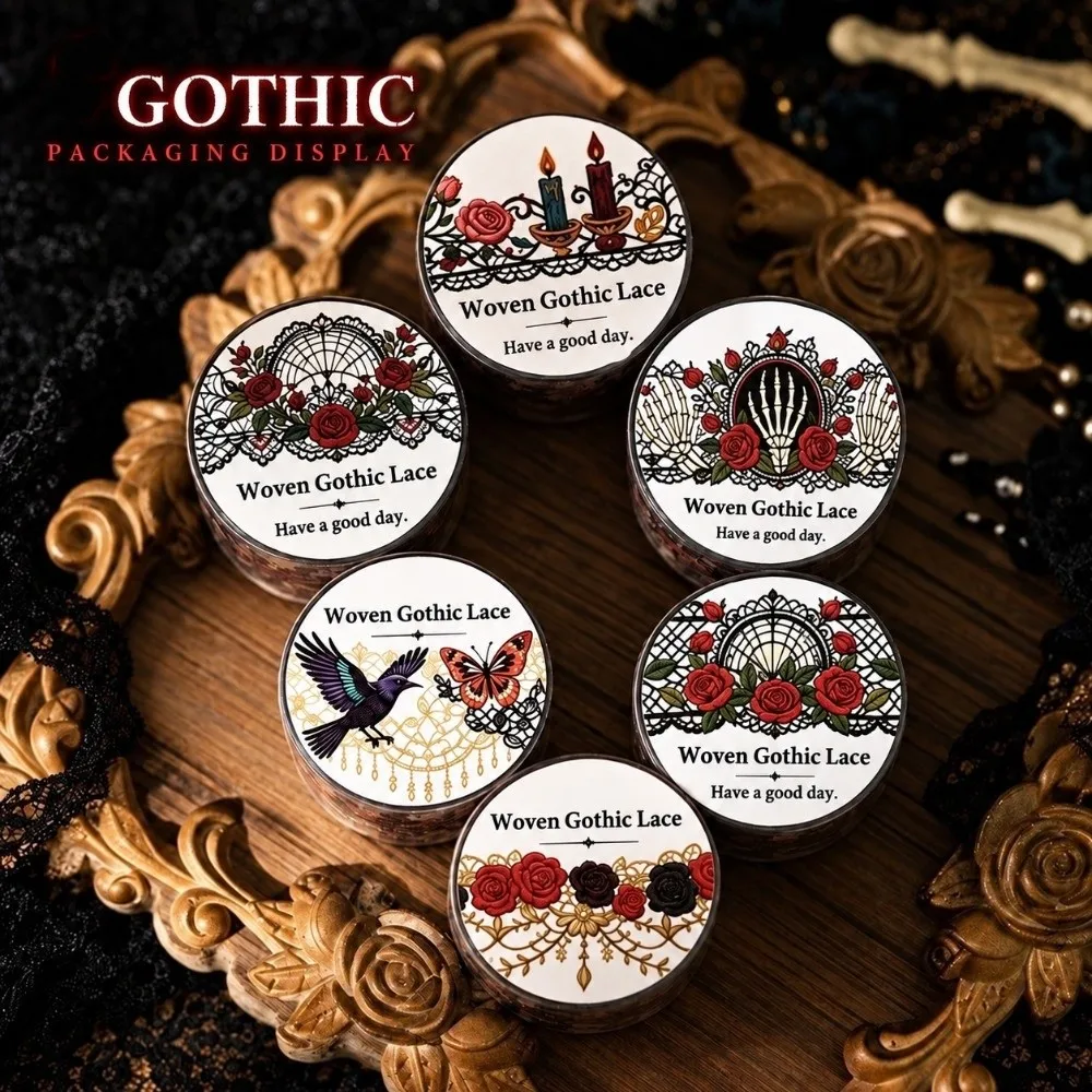 30mm x 2m Gothic Skeleton Tape Lace Pattern Spider Web Print PET Decorative Tape Flower Washi Tape DIY Scrapbooking Decor