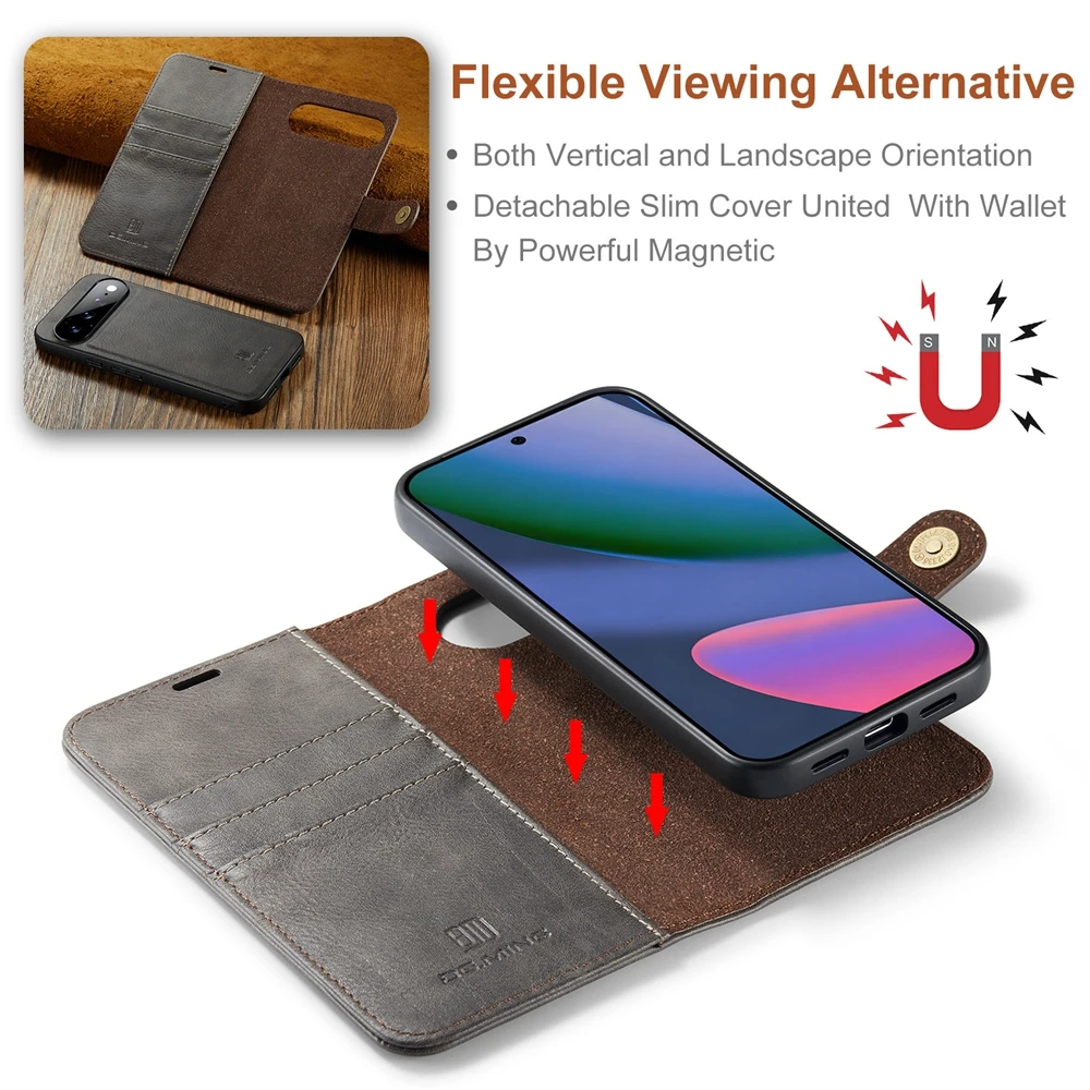 2 in 1 Magnetic Flip Leather Case for Google Pixel 11 11Pro 10 10Pro 10A 9 9Pro 9A 8 8PRO 8A Pro XL Wallet Card Slot Phone Cover view 2