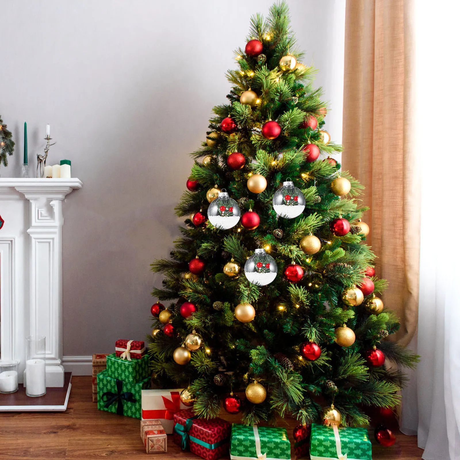 

20Pcs Transparent Christmas Ball Ornaments DIY Hanging Christmas Tree Decorations Xmas Tree Ball Pendant Party Decor