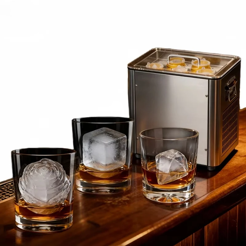 Countertop Ice Ball Maker Smart Design for Ice Hockey Shaped Ice Sphere Beverage Applications
