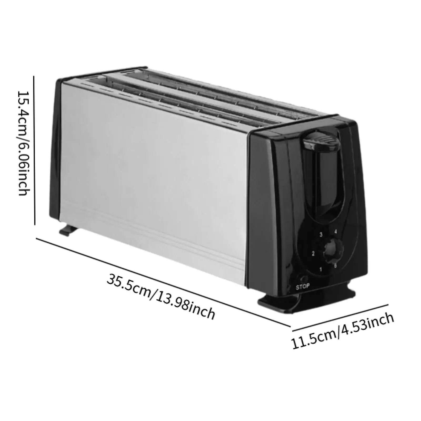 Horizontal Stainless Steel Bread Toaster Large Slot Electric Toast Machine 4 Slice Sandwich Maker for Household