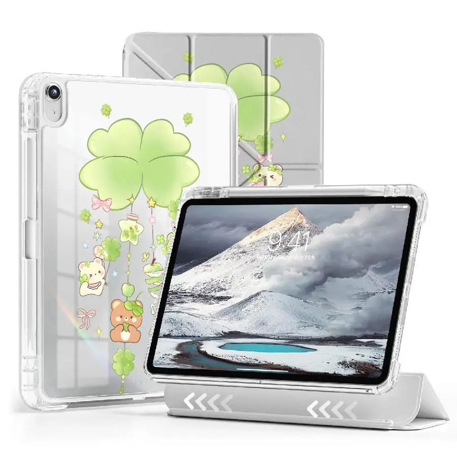 

Holder Cover Tablet Case For iPad 11th 10th 9th 8th 7th 12.9inch Mini 6 7 Pro 2025 Air 4 5 M3 M2 M4 11inch Y-Fold Cartoon Four