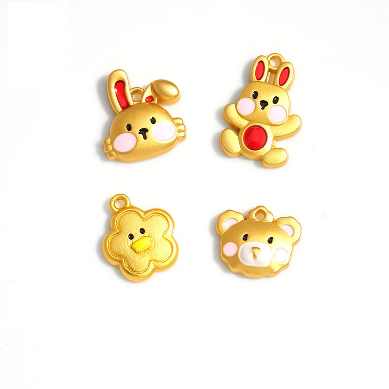 1pc Oil Drop Animal Charms Bunny Duck Pendants DIY Jewelry Making Necklace Bracelet Keychain Earrings Hair Accessory Wholesale