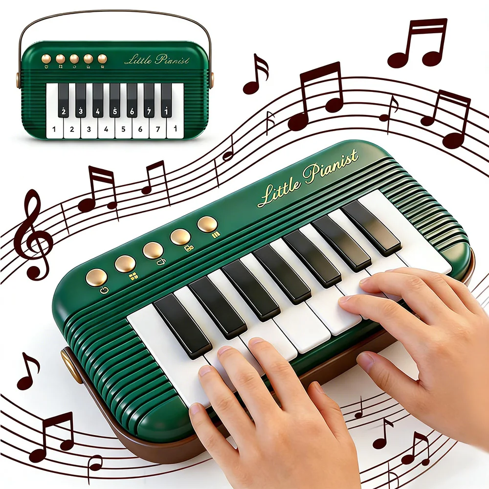 Mini Teclado de Piano de 5 Colores para Niños, Piano de Bolsillo Retro, Juguetes Musicales para Principiantes, Instrumento Musical Electrónico