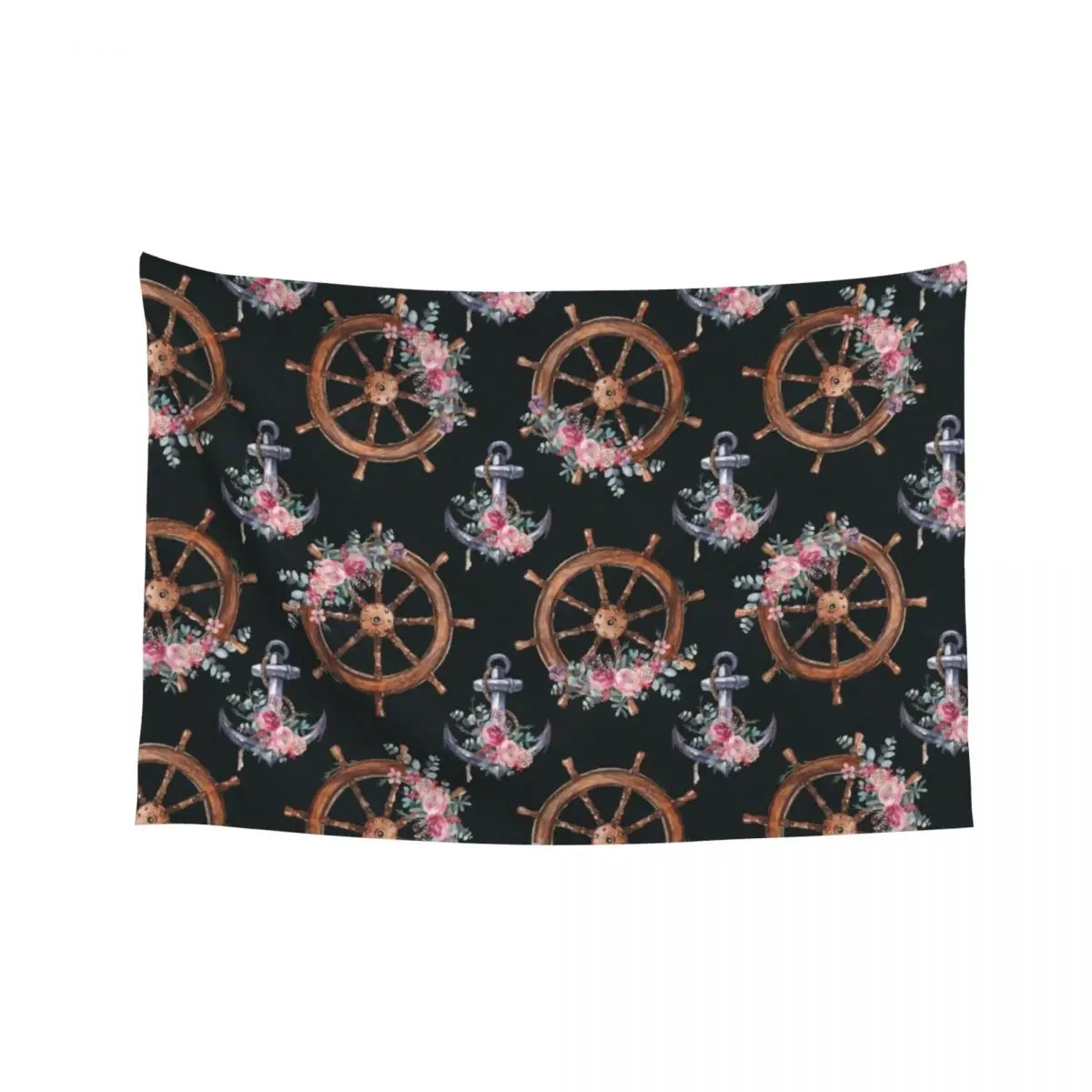 

Floral Sailor Wheel & Anchor Tapestry Decoration For Home Kawaii Room Decor House Decoration Tapestry