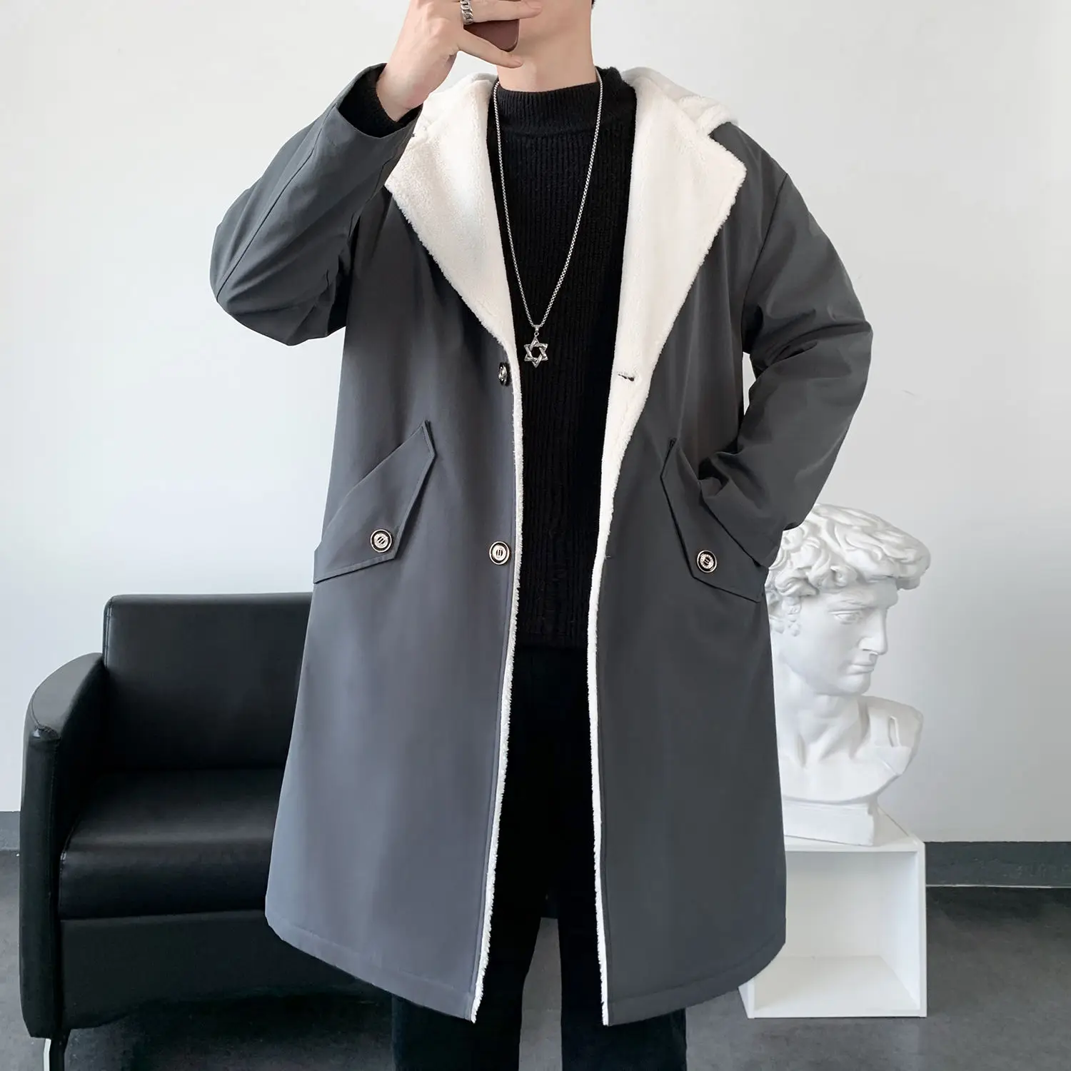

Trench Coat Designer British Mens Padded Mid-Long Assassin Camping Adult Skin Regular Size Sense Men's Series Spring Summer Ins