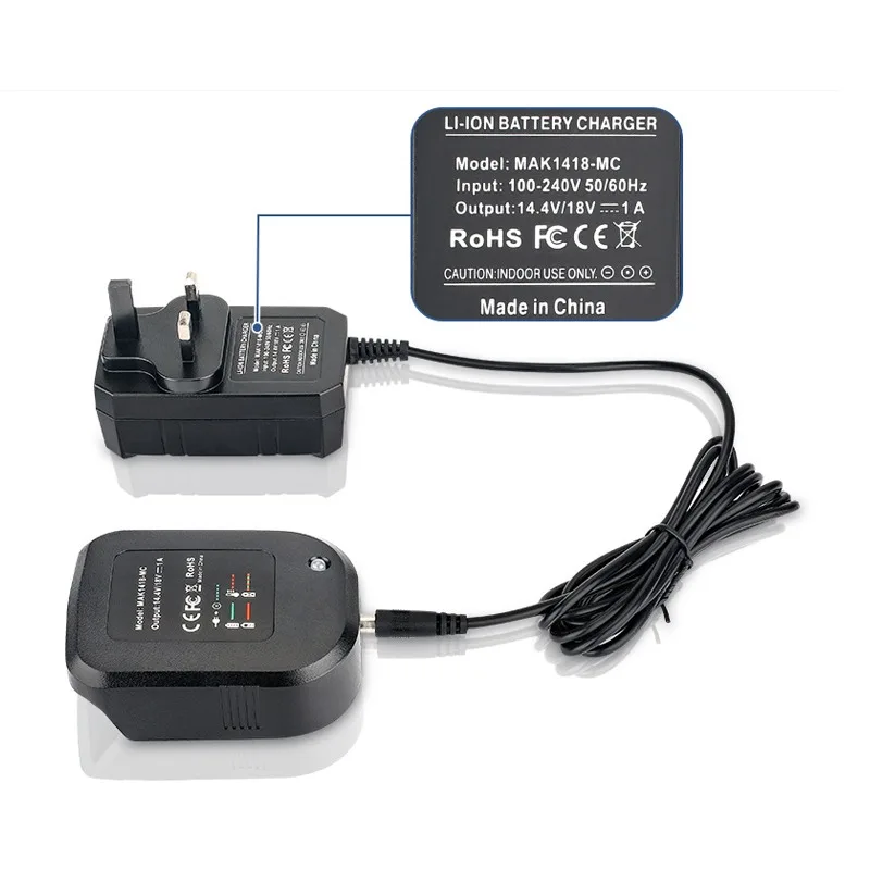 Lithium Battery Charger Adapter Compatible with For Makita 18/14.4V Battery BL1830/BL1840/BL1850 Rotary Tool Replacement Charger