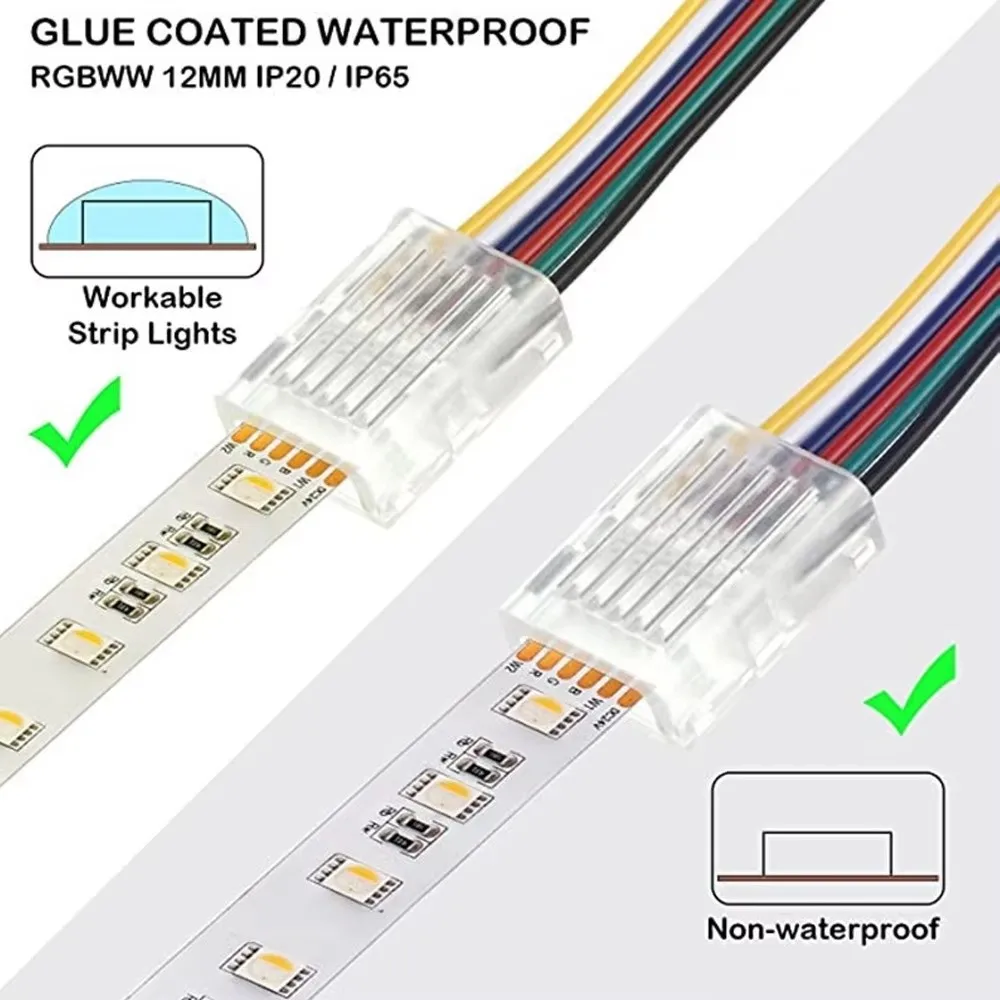 2Pin 3Pin 4Pin 5Pin LED Strip Connector Solderless Transparent Crystal Buckle for Light Strip Head 10MM
