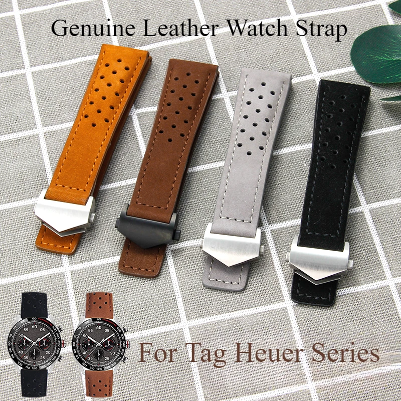 Uma variedade de estilos disponíveis acessórios de relógio premium para tag heuer série pulseiras de couro genuíno à prova de suor 20 22 24mm