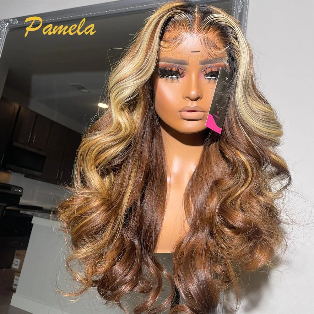 Ombre 27/30 Colored Human Hair Glueless Wig Preplucked Ready To Go Blonde Body Wave 13x6 Transparent Lace Frontal Human Hair Wig