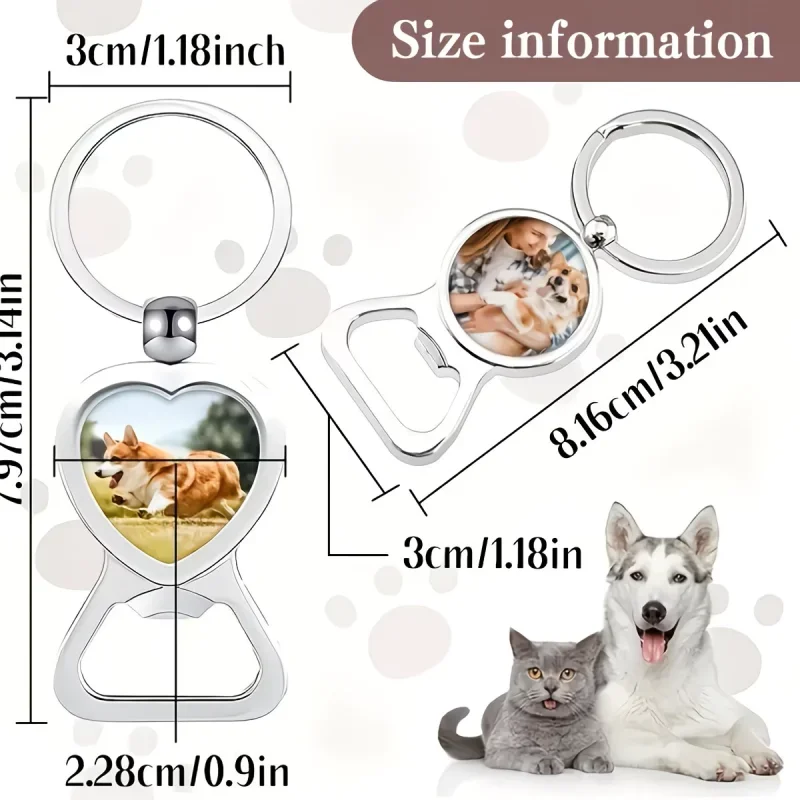 Personalized Photo Bottle Opener Keyring Custom Picture Portable Keychain Romantic Souvenir Gift for Couple Anniversary Birthday