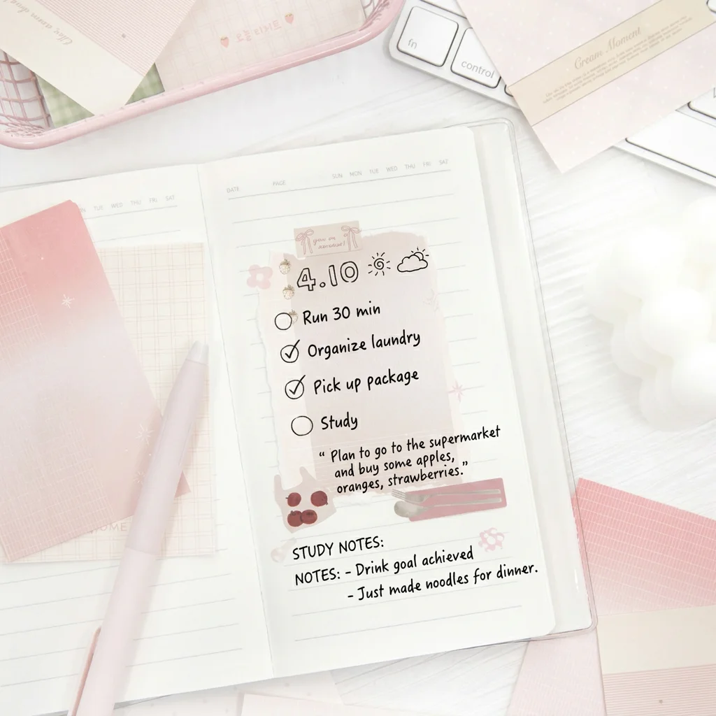 

Sticky Notes Cute School Supplies Korean Tearable Message Pad Plaid Pattern Memo Paper Student Office Workers Record