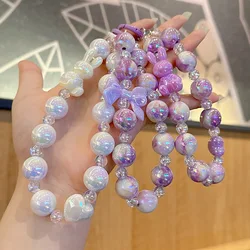 Phone Anti-lost Lanyard Key Short Wrist Pendant Colorful Macaron Bowknot And Round Bead Pendant Women's Hand-held Chain Mobile P