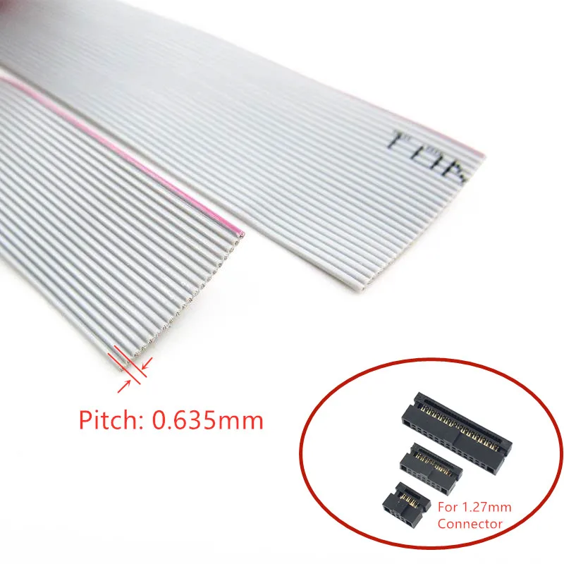 0.635mm Pitch Gray Flat Ribbon Cable 30AWG 10/14/16/20/24/26/30/34/40Pin for IDC FC 1.27mm Connector