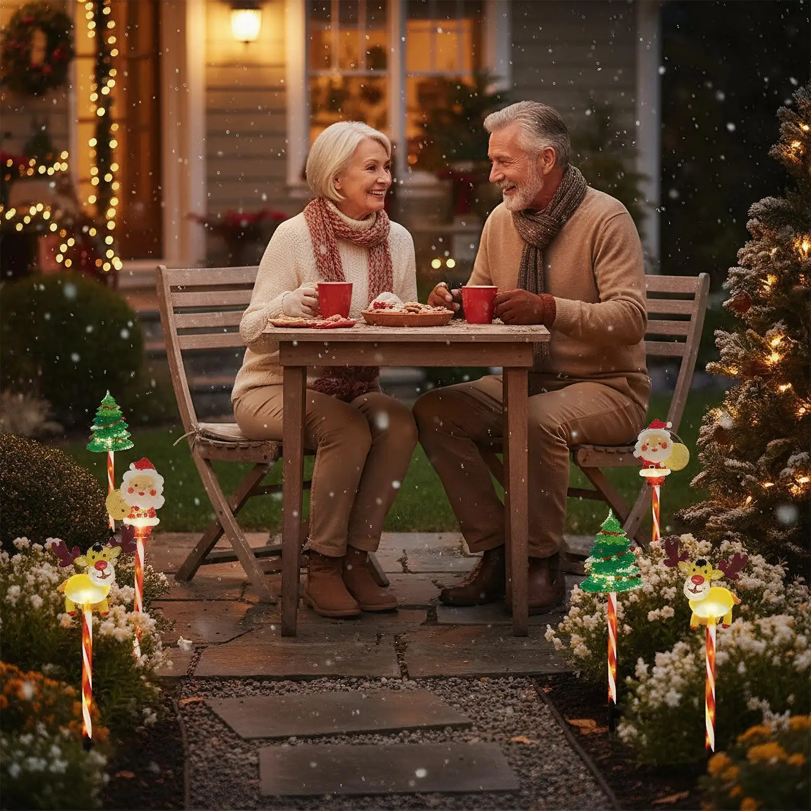 Christmas Pathway Lights 6 Pieces Christmas Ground Lamp Decor LED Backyard Decoration Lights For Garden Lawn Porch Walkway