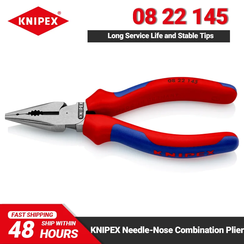 

KNIPEX 08 22 145 Needle-Nose Combination Pliers 145mm Length High Leverage Joint Plier Long Service Life and Stable Tips