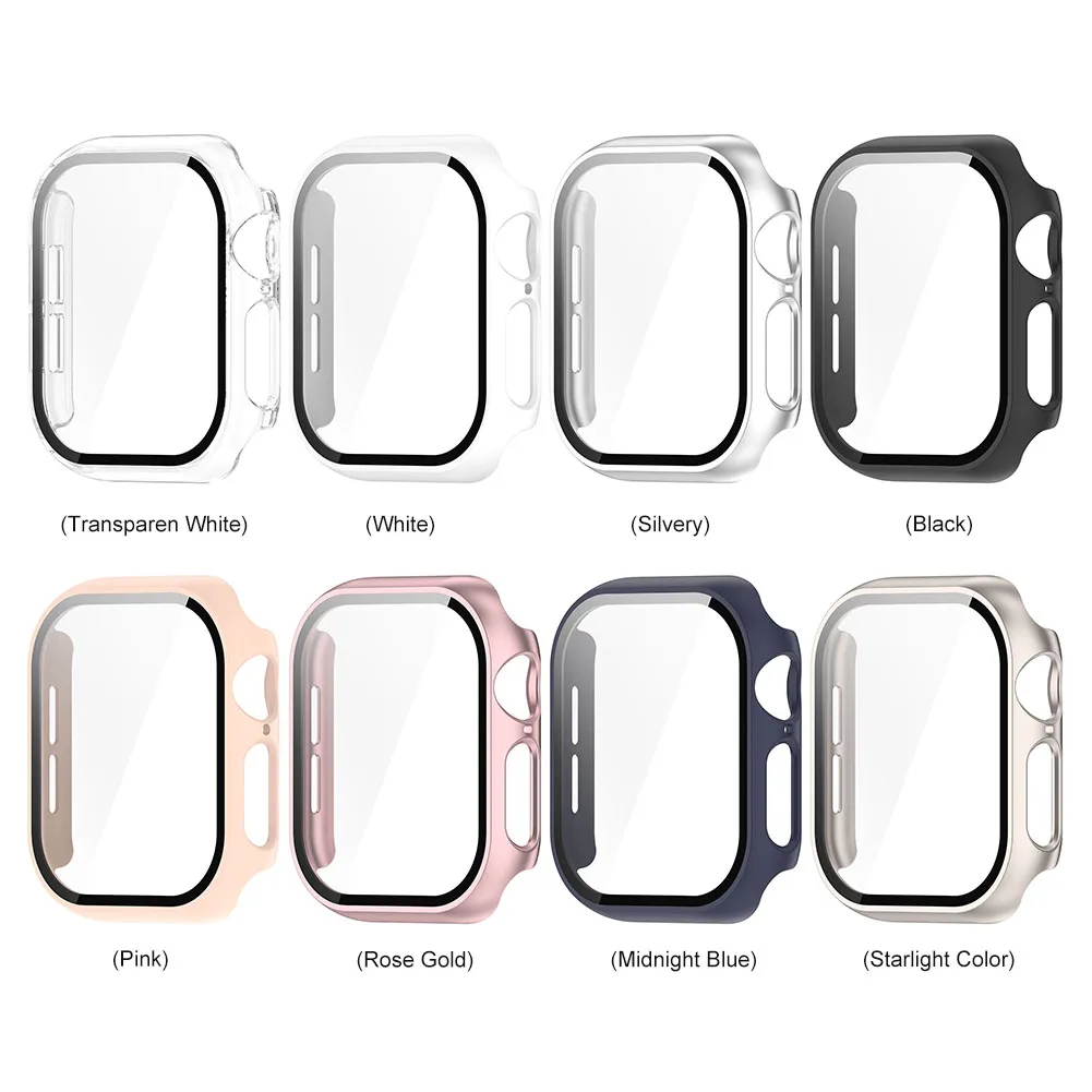 Tempered Glass PC Case Anti-Fall Watch Screen Protector Anti-Scratch Full Coverage Frame for Apple Watch Series 10 42MM/46MM
