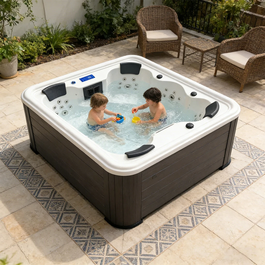 Hot Sale Luxury Acrylic Hydrotherapy Jet Control Led Light Outdoor Spa Massage Bathtub For Family Backyard