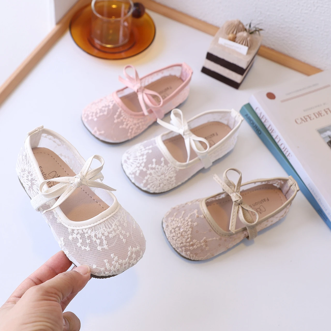 Autumn Girl's Princess Shoes Mesh Bowknot Embroidery Chic Kid's Flat Shoe Solid Colors Anti-slip Sweet Daily Children Shoes